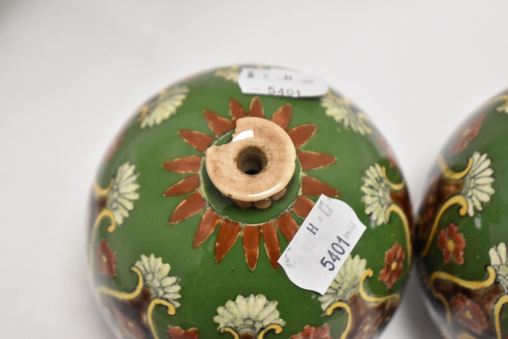 A pair of bulbous Royal Bonn 'Old Dutch' pottery vases, measuring 12cm tall - Image 2 of 5