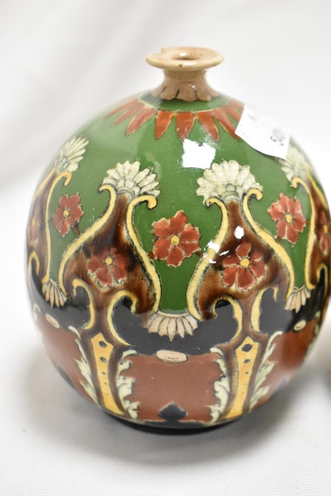 A pair of bulbous Royal Bonn 'Old Dutch' pottery vases, measuring 12cm tall - Image 5 of 5