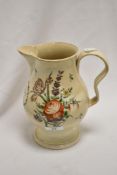 A 19th Century hand painted porcelain jug, Richmond Abbey Watford, the body decorated with floral