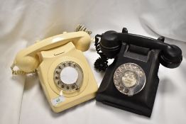 Two vintage bakelite wind up telephones