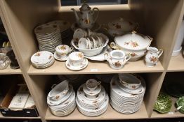 A large collection of vintage Bavarian table ware, having white ground with rose transfer pattern