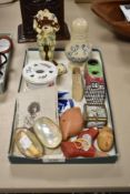 A miscellany of vintage and antique items, to include shell coin purse, porcelain ink well,