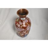 A Modern Chinese cloisonné enamel on copper vase, of baluster form and decorated with butterflies