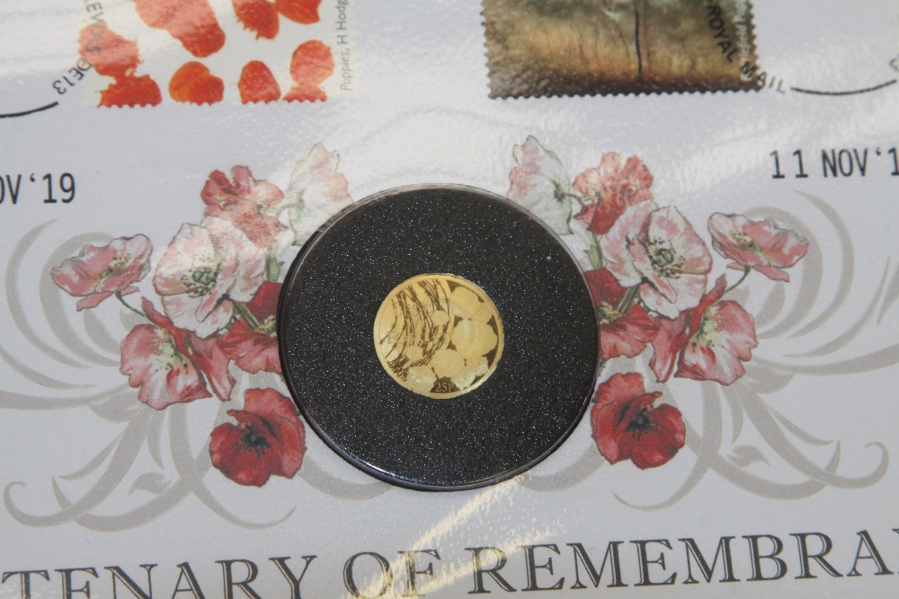 GB 2019 CENTENARY OF REMEMBRANCE NUMISMATIC COVER WITH 1gm GOLD COIN - Image 2 of 3