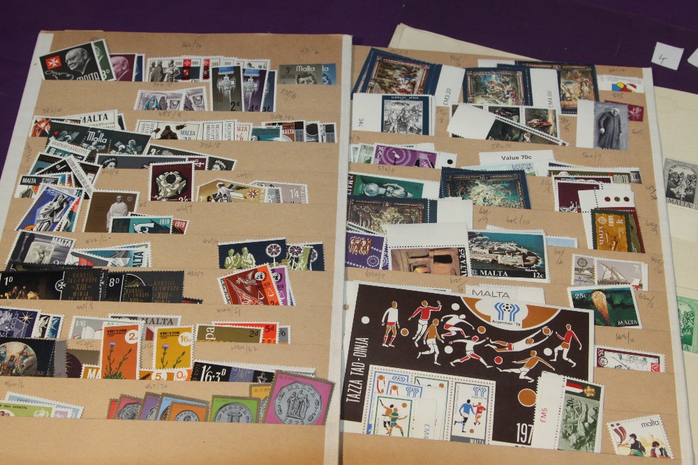 MALTA, 1950's ONWARDS, MOSTLY MNH COLLECTION ON LEAVES AND S/SHEETS Range of stocksheets and odd - Image 3 of 3