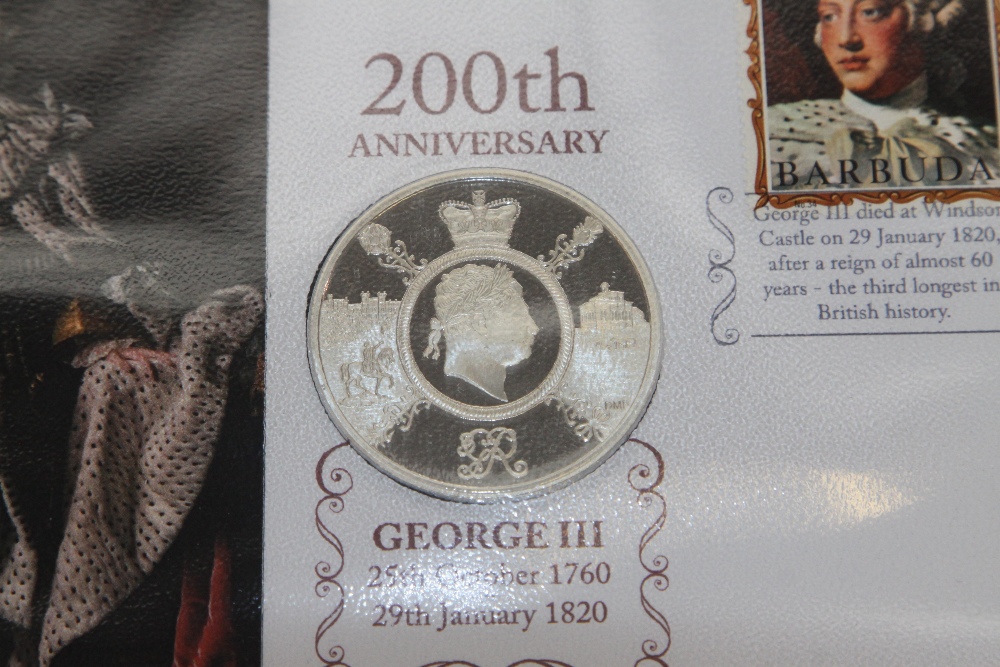 GB 2020 200th ANN OF KGIII, SILVER PROOF £5 COIN NUMISMATIC COVER - Image 2 of 3