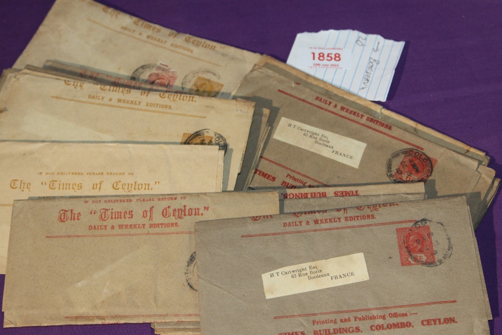 CEYLON ,EVII COLLECTION OF USED NEWSPAPER WRAPPERS Bundle of 20 plus newspaper wrappers from Ceylon,