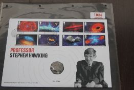 GB 2020 STEPHEN HAWKING 50p/ VISIONS OF THE UNIVERSE NUMISMATIC COVER