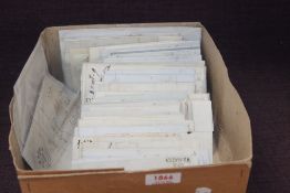 GB 1780's-1850's COLECTION OF 90+ PRE STAMP ENTIRES - VARIED CANCELLATIONS Box with estimated 90+