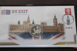 GB 2020 BREXIT SOLID SILVER PIEDFORT PROOF NUMISMATIC COVER