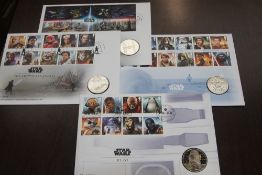 GB 2017/9 4 x STAR WARS MEDALLIC FIRST DAY COVERS
