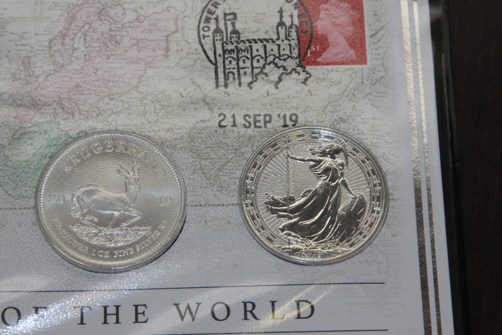 2019 SILVER COINS OF THE WORLD NUMIMATIC COVER WITH 4 x SILVER COINS - Image 2 of 4