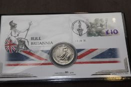 GB, 2020 £10 BRITANNIA NUMISMATIC COIN COVER WITH 1oz SILVER BRITANNIA