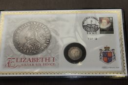 GB 2019 NUMISMATIC COVER, WITH 1562 SILVER SIXPENCE ENCAPSULATED