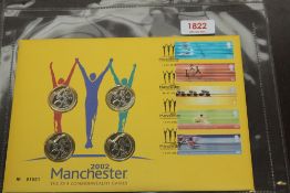 2002 GB MANCHESTER COMMONWEALTH NUMISMATIC FIRST DAY COVER, 4 x £2 COINS