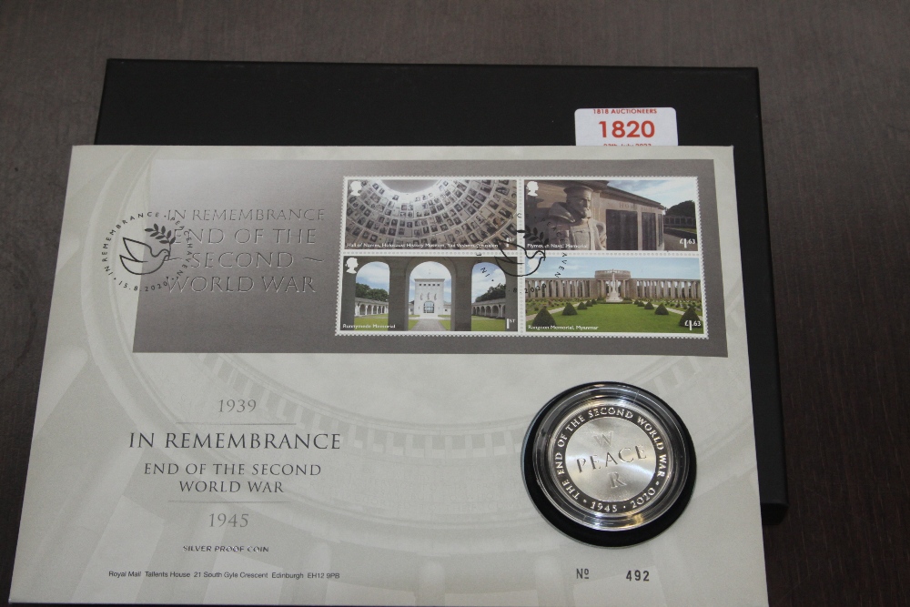 GB 2020 IN REMEMBRANCE MINI SHEET NUMISMATIC COVER WITH 28gm SILVER PROOF COIN