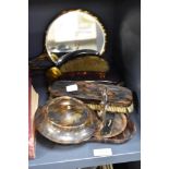 A 1940s/50s faux tortoiseshell dressing table set and other similar items, to include two