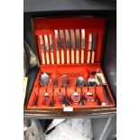A 20th Century canteen of Priestley & Moore of Sheffield cutlery, with ivorine and other handles