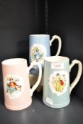 Three mid century tankards, 'Little Nell Miss Nipper and Mr Pickwick' Produced for the Bass-