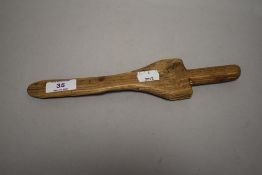 An interesting primitive soft wood knitting stick, 25cm long