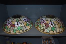 Two Tiffany style glass ceiling lights.