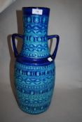 A mid-20th Century West German Bay Keramik vase, blue glaze, and measuring 46cm tall