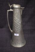 A J.P Kayser & Son (Krefeld-Bochum, Germany) leadless pewter ewer, of art nouveau style, decorated