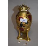 A French Beaux d'Art Limoges lidded vase, of ovoid form, gilt coloured, and decorated with birds and