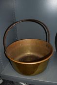 A 19th Century copper preserve jam pan, measuring 37cm in diameter