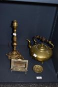 An early 20th Century Cosmos Radiant Fire novelty fireplace vesta match holder, A Victorian brass