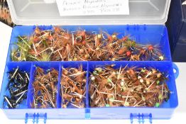 A box containing Approximately 400 expertly Hand tied flies including Beaded Prince nymphs, Prince
