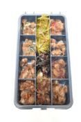 A box of fishing flies containing approximately 180 flies. Mixed F Flies