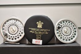 A Hardy Marquis Salmon No 1 fly reel with original soft case and a spare spool and line