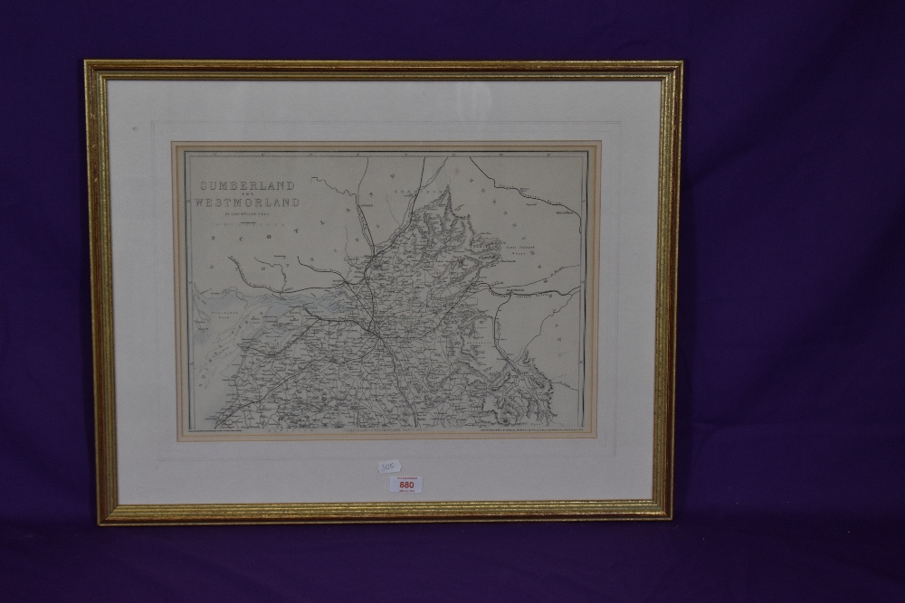 After Edward Weller FRGS (1819-1884), A map of Cumberland and Westmorland, North Sheet, framed, - Image 2 of 3