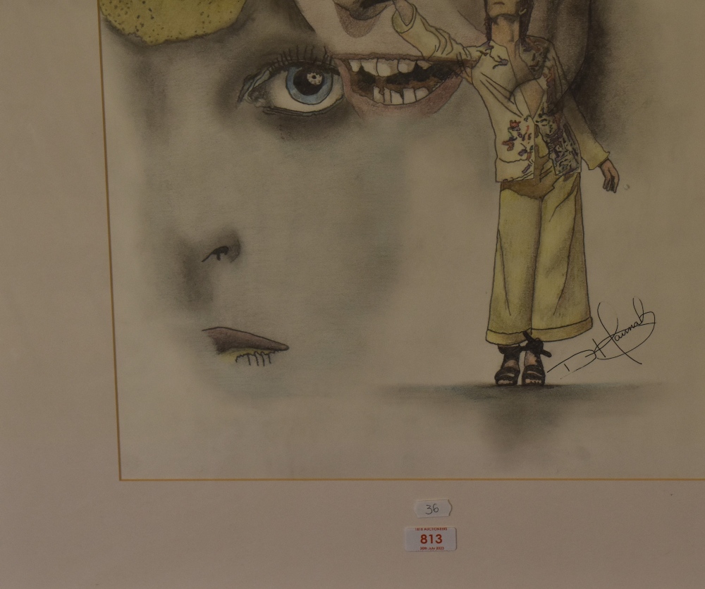 Danny Hannah (20th Century, Canadian), coloured pencil sketch, David Bowie, signed to the lower - Image 3 of 4