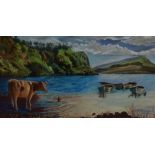 *Local Interest - British 20th Century, pastel, Crag Lough at Hadrian's Wall, vibrantly coloured,