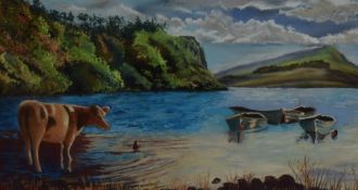 *Local Interest - British 20th Century, pastel, Crag Lough at Hadrian's Wall, vibrantly coloured,