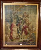 A large 19th Century needlework embroidery, depicting a biblical scene with Jesus Christ,