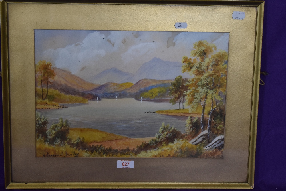 A.Harrison Barnes (20th Century, Irish), watercolour, An autumnal loch or lake scene, signed to - Image 2 of 4