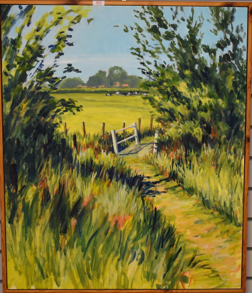 Artist Unknown, 20th Century British, oil on board, 'The Path to Hatford', a vibrant scene depicting - Image 2 of 2