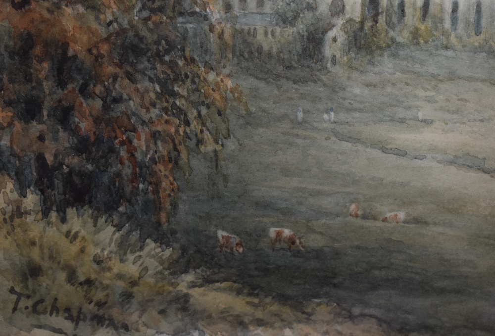 T.Chapman (20th Century, British), watercolour, two pastoral landscape depicting abbey ruins - Image 4 of 5