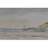 DB Selby (20th Century), watercolour, Coastal bay with yachts, signed to the lower left, framed,