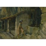 After Sir William Russell Flint RA ROI (1880-1969), coloured print, 'The Wishing Well', signed in