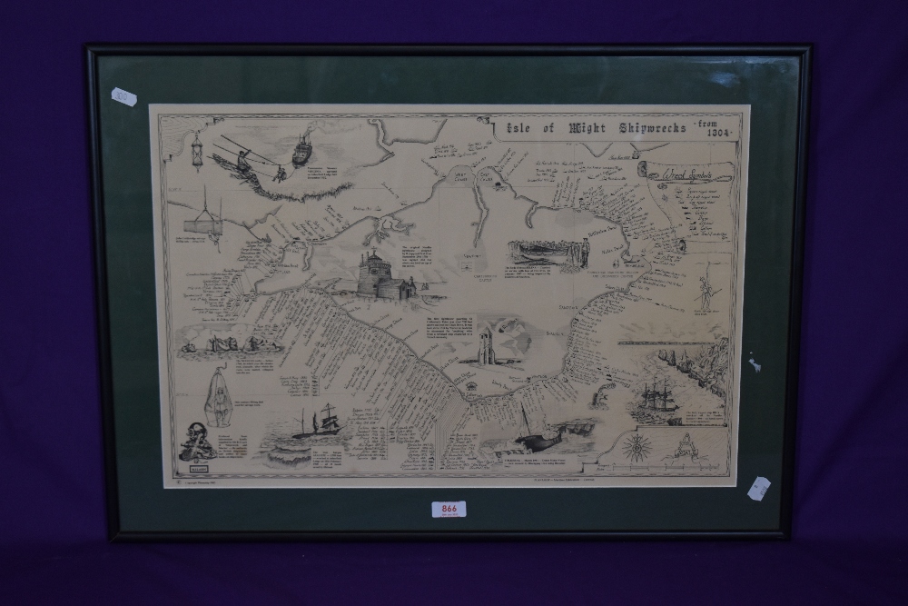 A 1980s printed map of the 'Isle of Wight Shipwrecks from 1304', after R.J. Larn, - Image 2 of 3