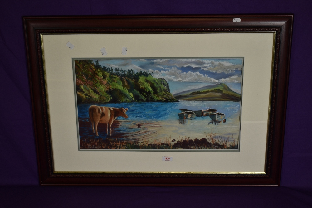 *Local Interest - British 20th Century, pastel, Crag Lough at Hadrian's Wall, vibrantly coloured, - Image 2 of 3