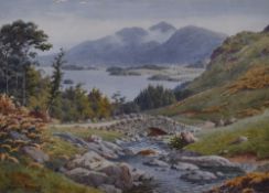 *Local Interest - Albert Rosser (1899-1985), watercolour, Ashness Bridge with Derwentwater and