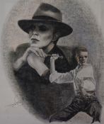 Danny Hannah (20th Century, Canadian), coloured pencil sketch, David Bowie sketch from 'The Man