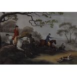 After Samuel Howitt (1756/7-1822), coloured prints, Four French Fox Hunting illustrations, to