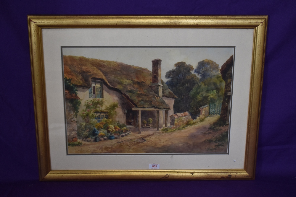 Lewis Mortimer, (19th/20th century), a watercolour, thatched country cottage, signed and dated 1920, - Image 2 of 4