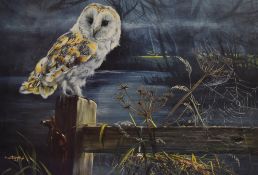 After Dorothea Buxton-Hyde (20th Century, British), coloured lithograph, Barn Owl, signed in